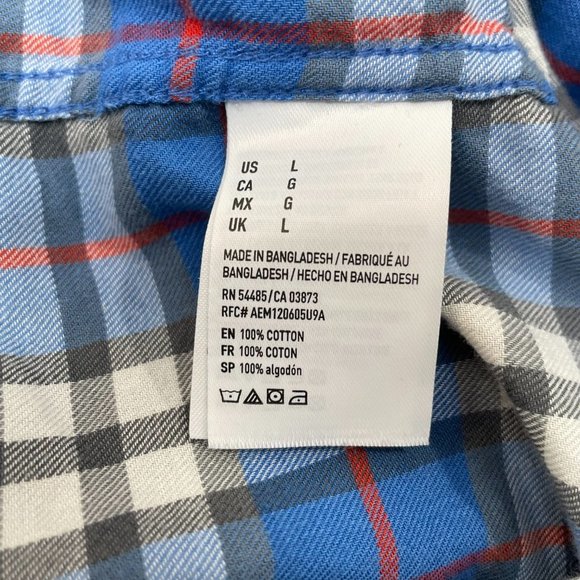 American Eagle Shirt Large Blue Plaid Casual Button-Front Long Sleeve Men's - Picture 12 of 13